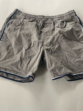 J. Crew Gray Drawstring Shorts with Navy Trim (Medium)